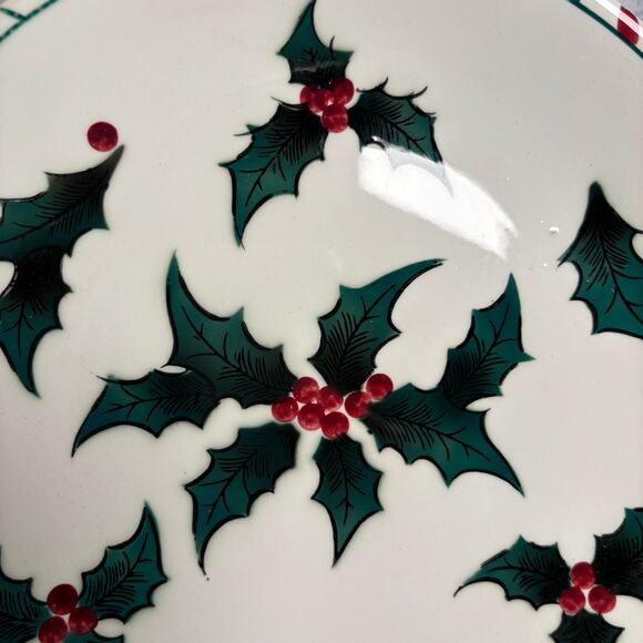 Lefton Vintage MCM Holly Candy Cane Luncheon Plates Christmas Plates Set of 6 - Picture 4 of 5